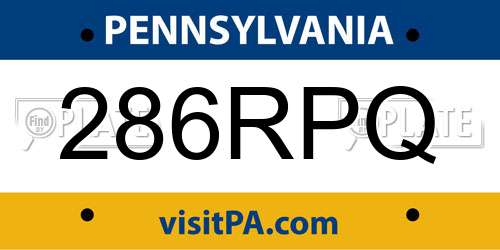 286RPQ Pennsylvania License Plate