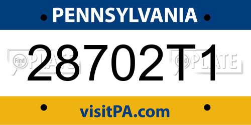 28702T1 Pennsylvania License Plate