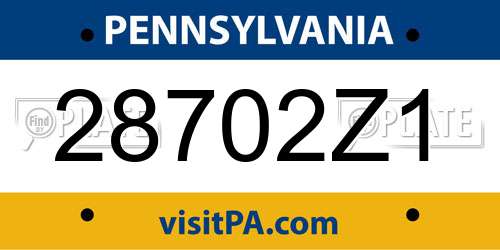 28702Z1 Pennsylvania License Plate