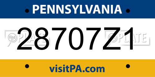 28707Z1 Pennsylvania License Plate