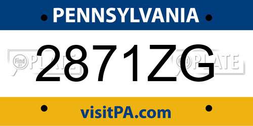 2871ZG Pennsylvania License Plate