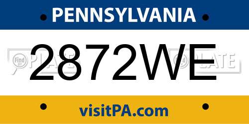 2872WE Pennsylvania License Plate