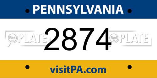 2874 Pennsylvania License Plate
