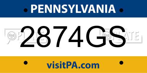 2874GS Pennsylvania License Plate