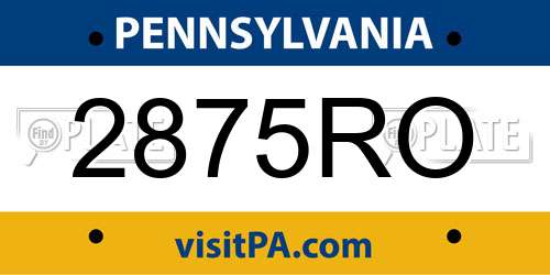 2875RO Pennsylvania License Plate