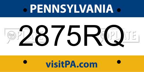 2875RQ Pennsylvania License Plate
