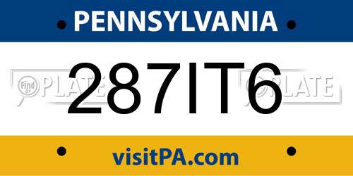 287IT6 Pennsylvania License Plate