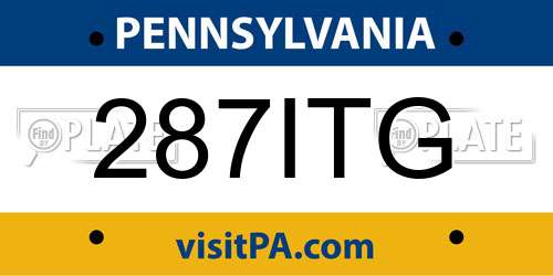 287ITG Pennsylvania License Plate