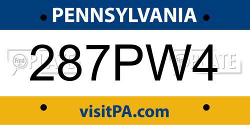 287PW4 Pennsylvania License Plate