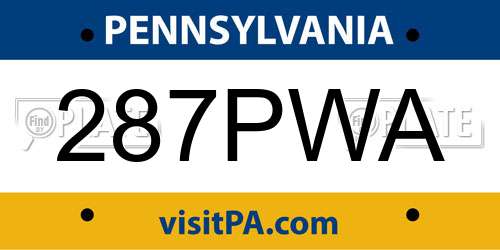 287PWA Pennsylvania License Plate