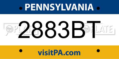 2883BT Pennsylvania License Plate