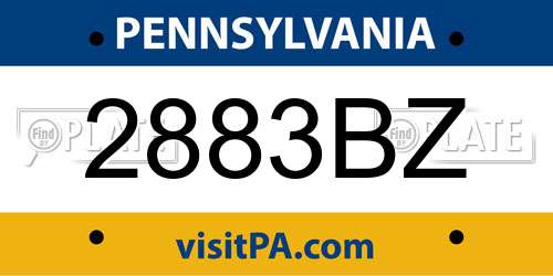 2883BZ Pennsylvania License Plate