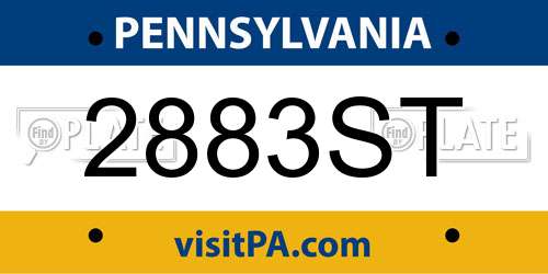 2883ST Pennsylvania License Plate