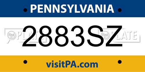 2883SZ Pennsylvania License Plate