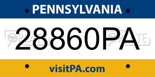 28860PA Pennsylvania License Plate