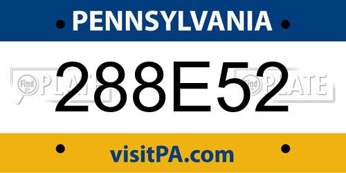 288E52 Pennsylvania License Plate