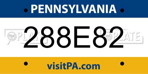 288E82 Pennsylvania License Plate