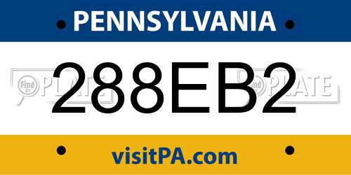 288EB2 Pennsylvania License Plate