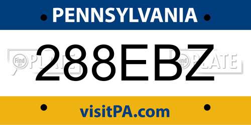 288EBZ Pennsylvania License Plate