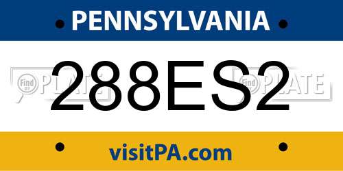 288ES2 Pennsylvania License Plate