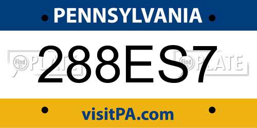 288ES7 Pennsylvania License Plate