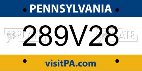 289V28 Pennsylvania License Plate