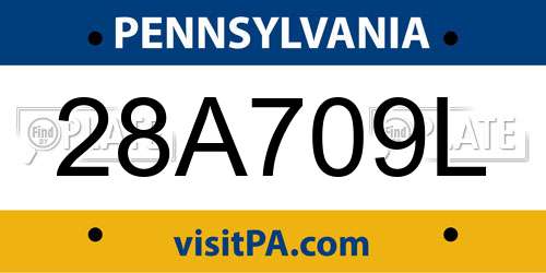 28A709L Pennsylvania License Plate