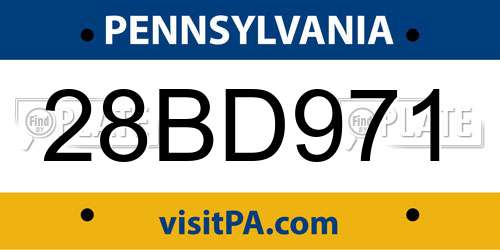 28BD971 Pennsylvania License Plate