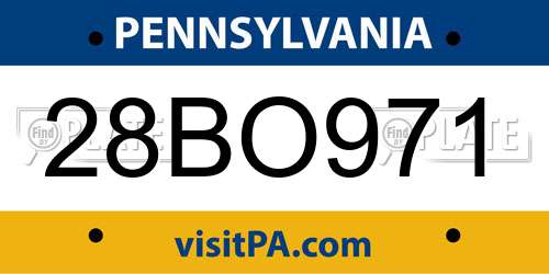 28BO971 Pennsylvania License Plate