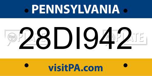 28DI942 Pennsylvania License Plate