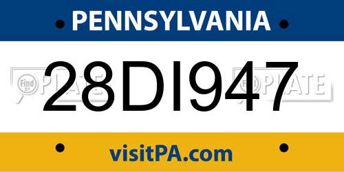 28DI947 Pennsylvania License Plate