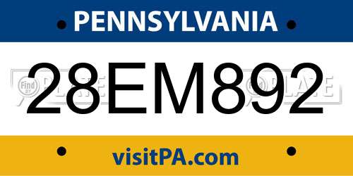 28EM892 Pennsylvania License Plate