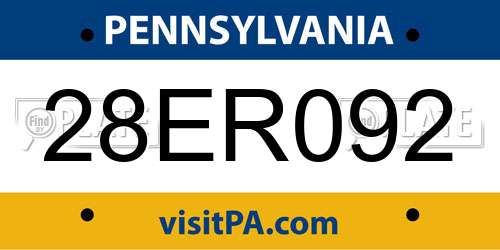 28ER092 Pennsylvania License Plate
