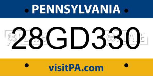 28GD330 Pennsylvania License Plate