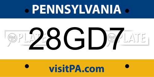28GD7 Pennsylvania License Plate