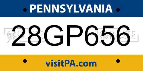 28GP656 Pennsylvania License Plate