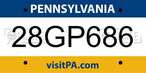 28GP686 Pennsylvania License Plate
