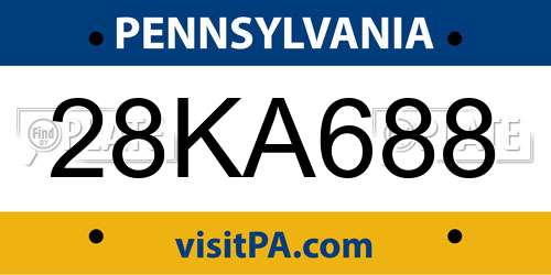 28KA688 Pennsylvania License Plate