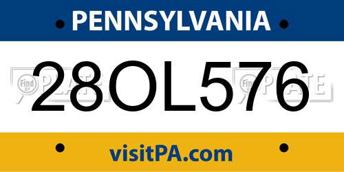 28OL576 Pennsylvania License Plate