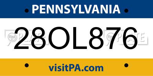 28OL876 Pennsylvania License Plate