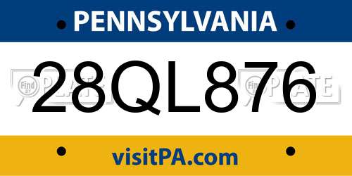 28QL876 Pennsylvania License Plate