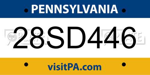 28SD446 Pennsylvania License Plate