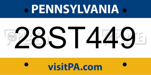 28ST449 Pennsylvania License Plate