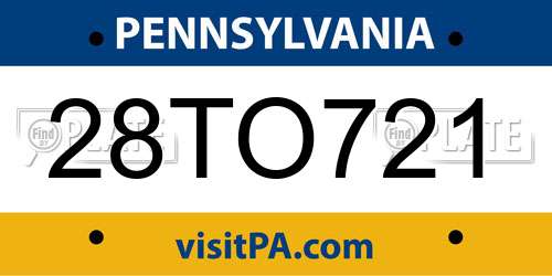 28TO721 Pennsylvania License Plate