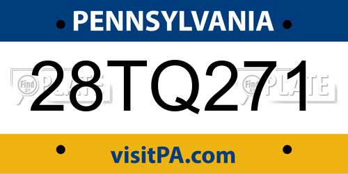 28TQ271 Pennsylvania License Plate