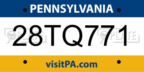 28TQ771 Pennsylvania License Plate