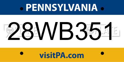 28WB351 Pennsylvania License Plate