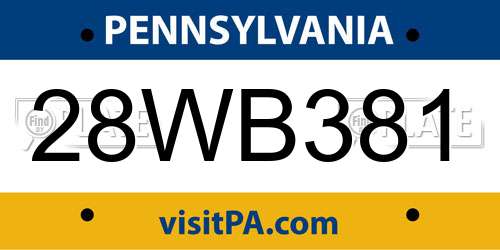 28WB381 Pennsylvania License Plate