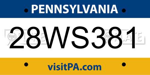 28WS381 Pennsylvania License Plate