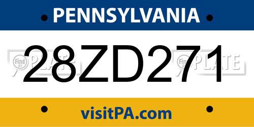 28ZD271 Pennsylvania License Plate